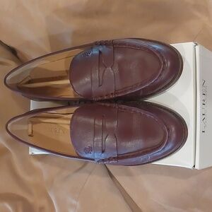 Women's LAUREN Ralph Lauren Wynnie Leather Penny Loafer Red Soft Napa Sz 8.5 B